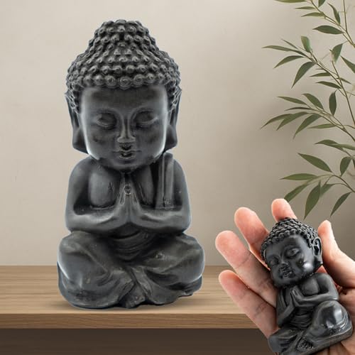 Small Buddha Statue, 3.5“ Zen Sculpture for Home Decor, Indoor Small Buddha Figurines for Home Feng Shui Decor(Cast Iron-Praying) - style: Cast iron-praying