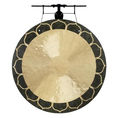 30" to 38" Temple Wind Gongs on Stands - Includes Gong, Stand, & Mallet/Great for Meditation & Sound Healing