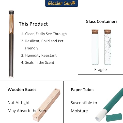 Clear Plastic Tube with Black lid, Storage Holder for 8-10 inch Incense Sticks, Preserves Aroma (24) - size: 24 Pack
