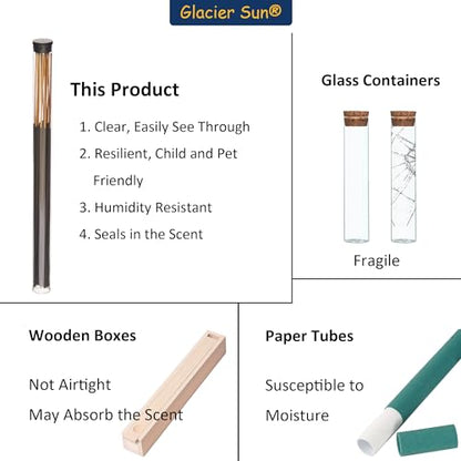 Clear Plastic Tube with Black lid, Storage Holder for 8-10 inch Incense Sticks, Preserves Aroma (24) - size: 24 Pack