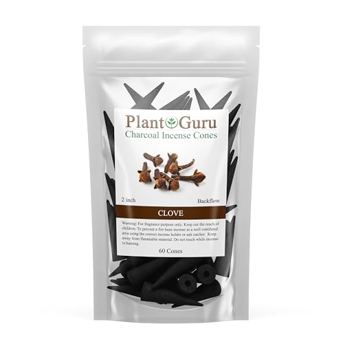 Clove Charcoal Incense Cones 2" BACKFLOW - 60 Pack - Natural Scented Cones Handmade Hand Dipped