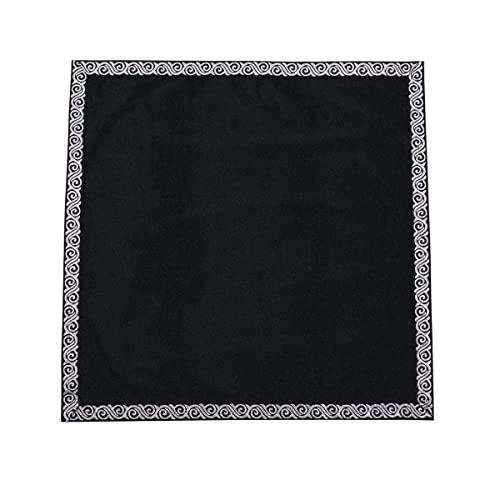 BLESSUME Wicca Square Altar Tarot Table Cloth for Reading with Card Pouch 24.4 * 24.4 inch (Black 1) - color: Black 1