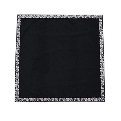 BLESSUME Wicca Square Altar Tarot Table Cloth for Reading with Card Pouch 24.4 * 24.4 inch (Black 1) - color: Black 1