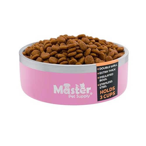 Master Pet Supply Stainless Steel Dog Bowls 25 oz Heavy Duty Hyper Pink - color: Hyper Pink, size: 3 Cups (25 oz)