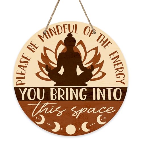 Positive Energy Buddha Front Door Sign, Meditation Room Zen Den Wood Door - color: Energy