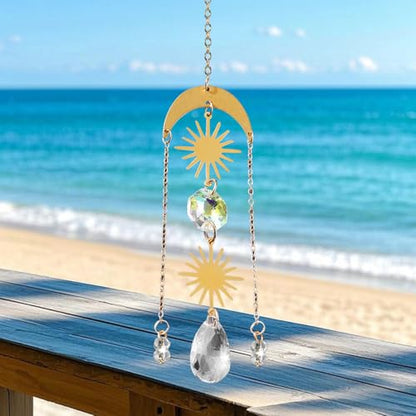 Crystal Suncatcher for Windows - Rainbow Maker Sun Catchers with Prisms Angel Wind Chime Hanging Ornament for Christmas Wedding Garden Home Decor Gift
