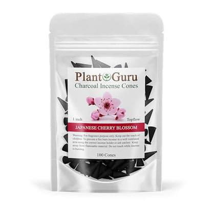 Japanese Cherry Blossom Charcoal Incense Cones 1" TOPFLOW - 100 Pack - Natural Scented Cones Handmade Hand Dipped