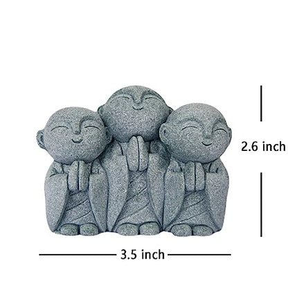 OwMell Japanese Jizo Monk Statue, Buddha Jizo Memorial Aquarium Statue - color: Smiling