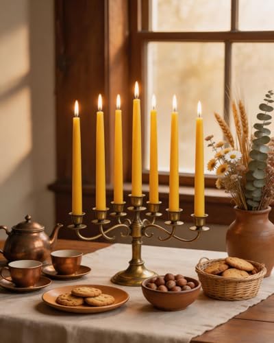 18PCS Beeswax Taper Candles 8" Handmade Natural Candles Sticks,10 Hours Long Burning,Nontoxic,Dripless and Smokeless Bees Wax Candles for Home,Prayer,Tall Tapered - color: 8''beeswax-18pcs