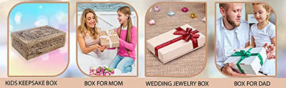 DharmaObjects Triple Moon Hand Carved Jewelry Trinket Keepsake Wooden Storage Box (Triple Moon, Large) - color: Triple Moon