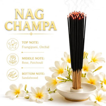 Nag Champa Incense Sticks 500 Bulk Pack 11" Bulk Wholesale - Smooth and Clean Long Burn Time, 45 to 60 Minutes.