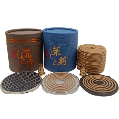 Coil Incense,Traditional spiraled Incense,Perfect for Meditation Spaces,Living Rooms,or Any Indoor Area Where You Want to Create a Relaxing Atmosphere. (48Agarwood+48Jasmine) - color: 48agarwood+48jasmine