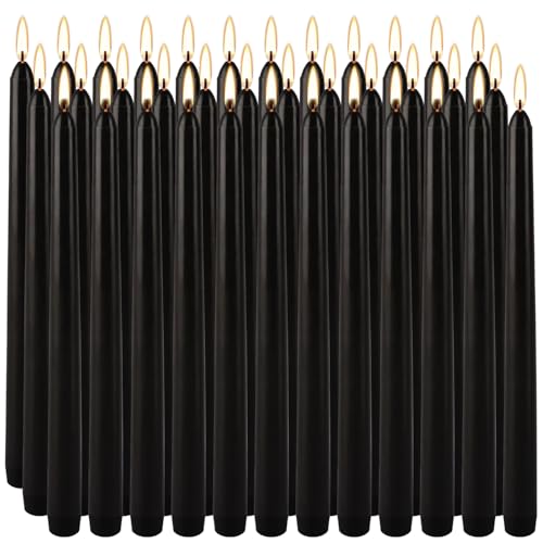 36-Pack 10-Inch Black Taper Candles - Drip-Free Unscented, Long Burning for Dinner Parties, Halloween, Home Decor, Spells & Rituals, Meditation, Prayer (25.4 cm) - color: 10"36pcs-Black