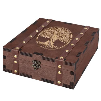 MACEVIA Tree of Life Wooden Keepsake Box Memory Tarot Witch Box with Lids - color: 02 Tree of life