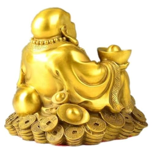 SMRTHMRT Feng Shui Decor Laughing Buddha Statue Maitreya Figurine Carrying Money Bag Happy Buddha for God Luck Brass Sculptures Home Decorations (Large) - size: Large