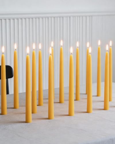 18PCS Beeswax Taper Candles 8" Handmade Natural Candles Sticks,10 Hours Long Burning,Nontoxic,Dripless and Smokeless Bees Wax Candles for Home,Prayer,Tall Tapered - color: 8''beeswax-18pcs