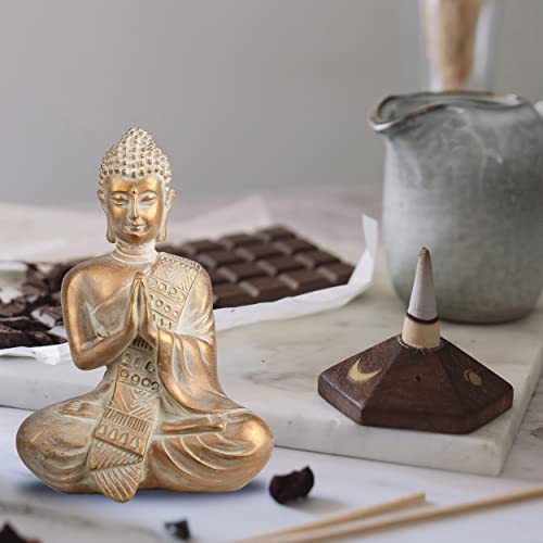 TERESA'S COLLECTIONS Buddha Statue Gold Resin 6.3"