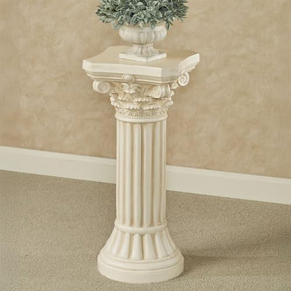 Touch of Class Corinthian Column Pedestal, Ivory Wash, Small, 24" H