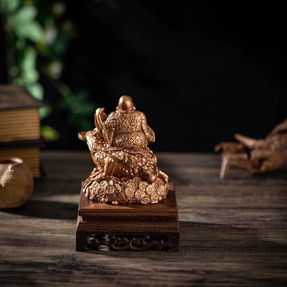 Feng Shui Laughing Buddha Money Frog，Lucky Money Toad Decorations,Ideal for Attracting Wealth(Brown Buddha)