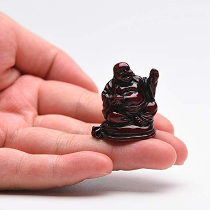 6Pcs 1'' Red Resin Laughing Buddha Figurines, Tabletop Lucky Decor - color: 1'' Resin Red Set