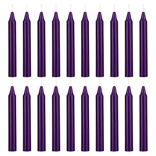 Mega Candles Mini Taper Chime Spell Candle 20 Count 4" x 1/2" Dark Purple - color: Dark Purple, size: 20 Pieces