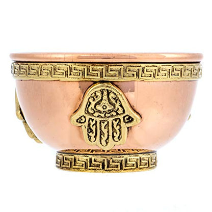 Alternative Imagination Hamsa Hand Copper Bowl - Offering Bowl For Altar or Ritual Use, Incense Holder and Smudge Kit, Home Decor - style: Hamsa Hand