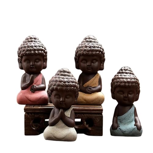 Buddha & Karma 4 Noble Truths Figurines - Mini Buddha Statue Set Representing Enlightenment & Peace - Handcrafted Mini Figurine Design Brings Peace to Any Space Add Buddha Figurine to Room Decor Today