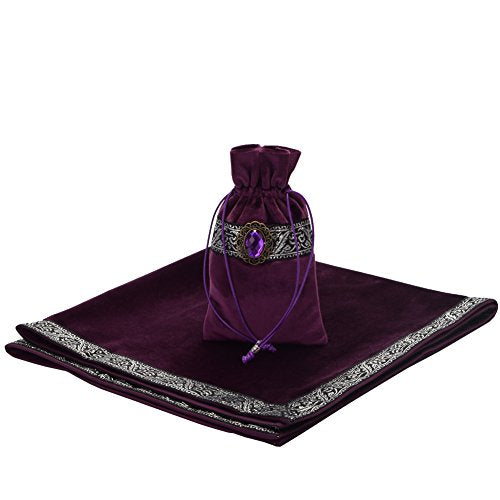 BLESSUME Witch Altar Tarot Table Cloth for Reading Divination Square Cloth Pouch Purple - color: Purple