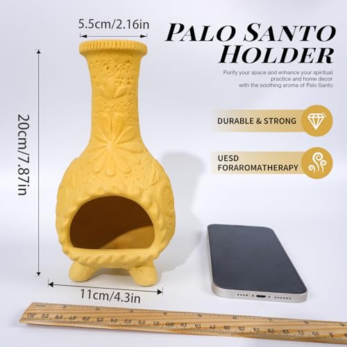 Yellow Floral Palo Santo Chiminea,Smudge Stick-Incense Cones Burner Holder - color: Flower Palo Santo Holder-yellow