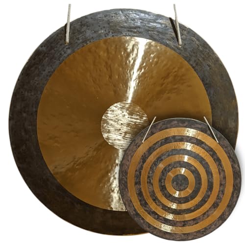 Solar Horizon Gong by Raven Sounds, Dual-Sided Handmade Bronze Wind Gong, for Sound Healing, Meditation & Yoga. Includes Premium Mallet (28") - size: 28"