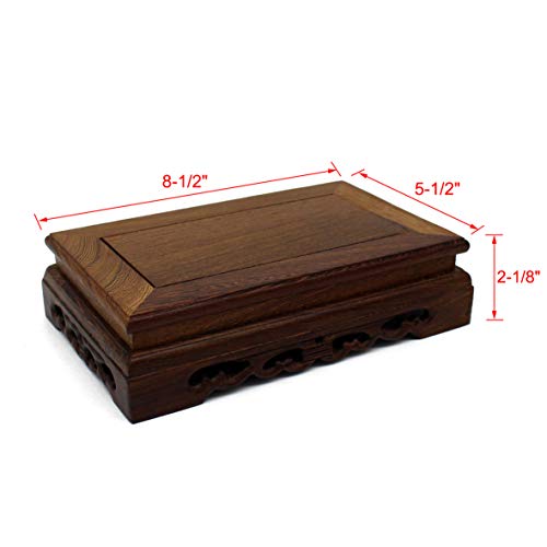 CVHOMEDECO. Primitives Rustic Rosewood Rectangle Display Stand Vase Pot Base Fishbowl Pedestal Stand. (8-1/2 Inch) - size: 8-1/2"L