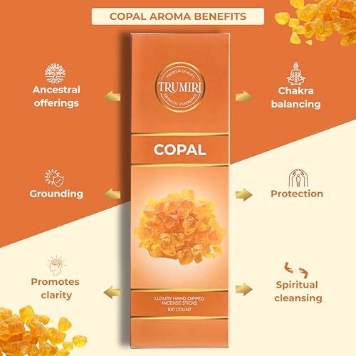 Copal Incense Sticks - Pack of 100 Insence-Sticks for Spiritual Purification - Made with Natural Non Toxic Incienso De Copal - Scented Insense Agarbatti Incents - color: Copal