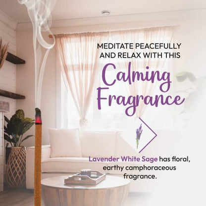 Sacred Element's Lavender & White Sage Masala Incense Sticks – Calming Aromatherapy Blend for Meditation, Relaxation & Cleansing – Perfect Fall or Housewarming Gift – 15g Pack (Total 100+ Sticks)