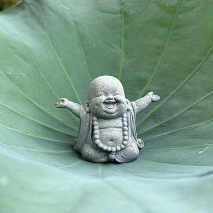 OwMell Japanese Jizo Monk Buddha Statue Figurine Aquarium Garden Decor - color: Laughing Buddha Small