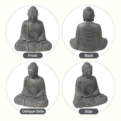 LuxenHome Buddha Statue Outdoor & Indoor, 17" Fiber Stone Meditating Buddha - color: 17" Gray