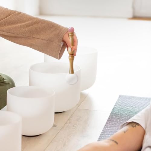 Singing Bowl Mallet,Rubber Mallet Striker with Silicone Head and Wooden Handle and Crystal Sphere for Playing Quartz Crystal Singing Bowls(Pink) - color: Pink