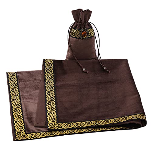 BLESSUME Wicca Square Altar Tarot Table Cloth for Reading with Card Pouch 24.4 * 24.4 inch(Coffee 2) - color: Coffee 2