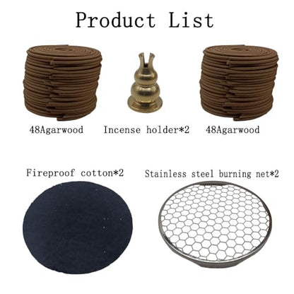 Coil Incense,Traditional spiraled Incense,Perfect for Meditation Spaces,Living Rooms,or Any Indoor Area Where You Want to Create a Relaxing Atmosphere. (48Agarwood+48Agarwood) - color: 48agarwood+48agarwood