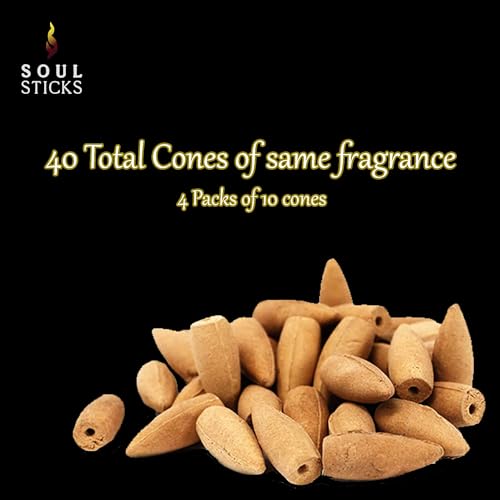 Soul Sticks Backflow Incense Cones – 40 Handmade Organic Cones for Waterfall Burner | 4 Pack Long Lasting Aromatic Scents | Thick White Smoke Incense for Meditation, Yoga & Gifts (Palo Santo) - color: Palo Santo