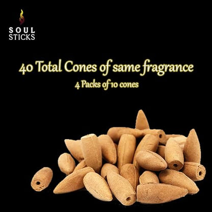 Soul Sticks Backflow Incense Cones – 40 Handmade Organic Cones for Waterfall Burner | 4 Pack Long Lasting Aromatic Scents | Thick White Smoke Incense for Meditation, Yoga & Gifts (Palo Santo) - color: Palo Santo