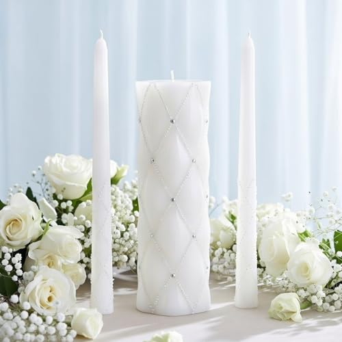 Hosley 11.5" High White Wedding Unity Candle Set. Great for Weddings Party Special Events and Emergency Lighting Reiki Spa Meditation. W5 - color: White