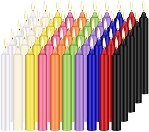 HELLY Unscented 4" Mini Chime Ritual Spell Taper Candle - color: 4"100pcs-colored