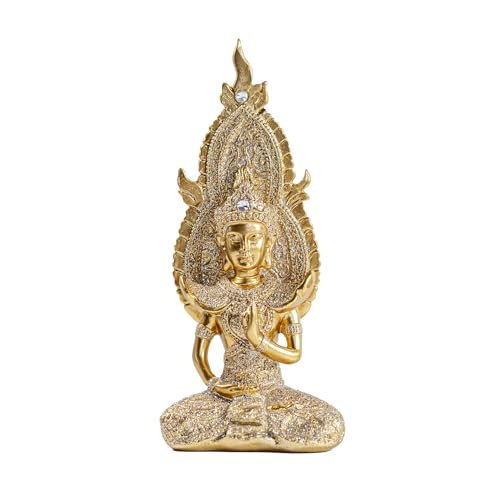 Buddha Statue, Golden, 7.87in Resin