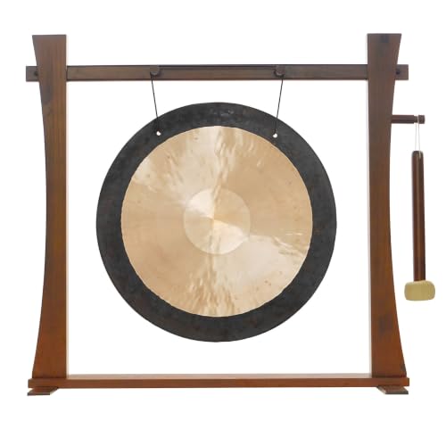 20" to 22" Gongs on the Spirit Guide Gong Stand - Includes Gong, Mallet, & Stand/Great for Office & Home/Traditional Style - size: 22" Dark Wind Gong