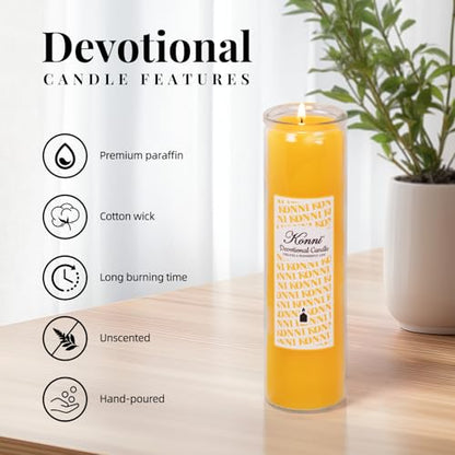 KONNI Pillar Candles in Glass Set of 3, 2x8 Inch Yellow Candle - color: Yellow