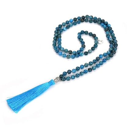 Adabele Premium 108 Mala Beads Malas Necklace - Natural Gemstone Prayer Meditation Reiki Chakra Stone Quartz Rock Women Men Jewelry - style: Blue Apatite