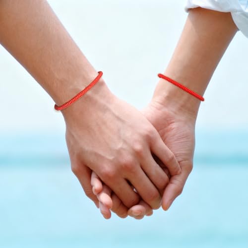 Red String Bracelet,Feng Shui Chinese Tibetan Bracelets for Women Red Thread Rope Buddhist Charm Gold Amulet Yoga Prayer Bring Positive and Blessing Energy Lucky Unique Gift - color: 2 pcs/set