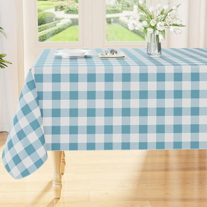 Smiry Picnic Table Cloth, Vinyl Tablecloths with Flannel Backing, 60"x120" - color: Aquamarine & White, size: 120" x 60" (Rectangular)