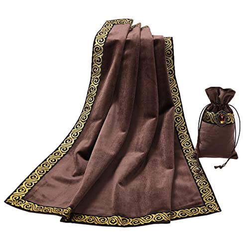 BLESSUME Wicca Square Altar Tarot Table Cloth for Reading with Card Pouch 24.4 * 24.4 inch(Coffee 2) - color: Coffee 2
