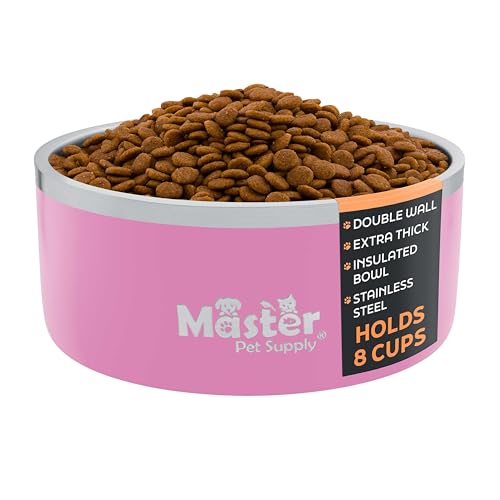 Master Pet Supply Stainless Steel Dog Bowls 64 oz Heavy Duty Hyper Pink - color: Hyper Pink, size: 8 Cups (64 oz)